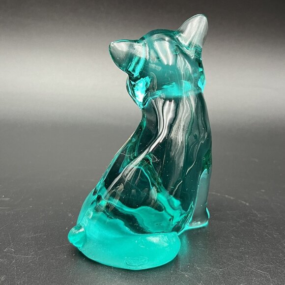 Fenton Aqua Teal Blue Green Glass Pig Figurine Original Sticker - Picture 4 of 10